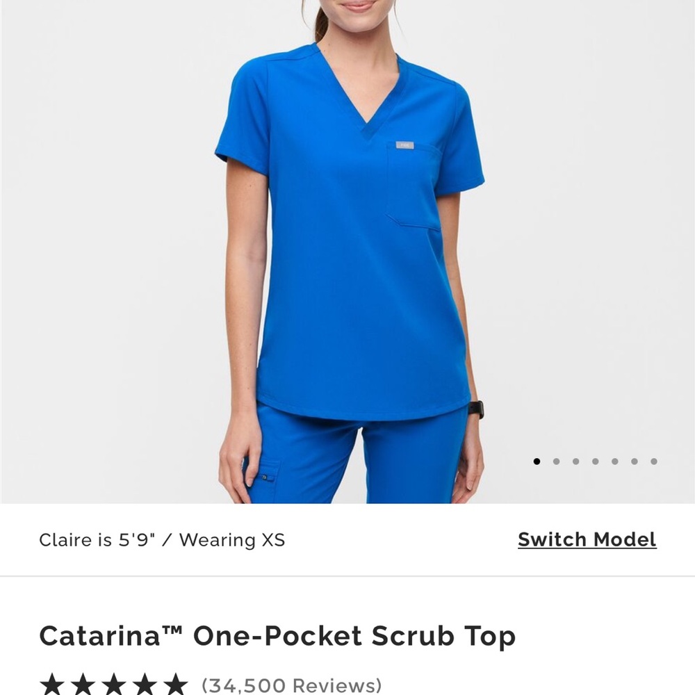 Figs Blue Catarina One-Pocket Scrub Top